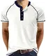 Herren T-Shirt Baumwolle Henley Shirts Casual Fashion T Shirts, weiß, M