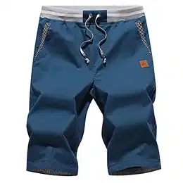 Kurze Hosen Herren Shorts Sommer Shorts Chino Baumwolle mit Tunnelzug Pfauenblau M
