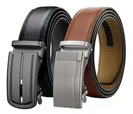 Automatik gürtel herren 2 Stücke, Ledergürtel Ratsche Automatikschließe Business Anzug Gürtel Verstellbarer Leder Gürtel für, Breit 35mm Breit mit Geschenkbox