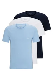 Herren TShirtRN 3P Classic Dreier-Pack T-Shirts aus Baumwoll-Jersey mit Logo Hellblau M