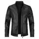 Sliktaa Herren Jacke aus Kunstleder mit Stehkragen Übergangsoberteil Lässig Motorrad Piloten Reißverschluss Casual Klassisch Lederjacke(Schwarz 5 M)