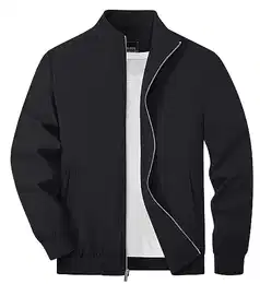 Herren Jacke Übergangsjacke Frühlings Blouson Sommer Leichte Bomberjacke Dünne Sweatjacke Freizeitjacke (M, Schwarz)