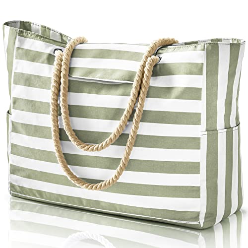 Strandtasche Damen XXL Mit Reißverschluss | Große Mesh Beach Bag | Wasserdichte Tasche Für Urlaub, Sport & Einkaufen