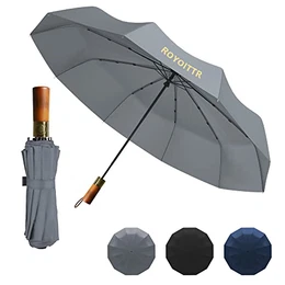 Reiseschirm, Regenschirm winddicht faltbar leichtes Design starker und tragbarer Regenschirm für Regen – Retro Einfachster Regenschirm-Grau…