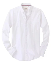 J.VER Oxford Herren Hemd Regular Fit Hemd Langarm Bügelleicht Casual Hemd aus Oxford Button Down Hemd Freizeithemd mit Tasche,Weiß,M
