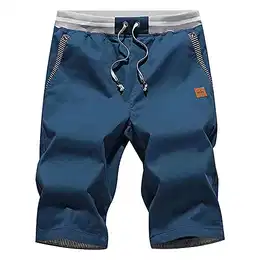Kurze Hosen Herren Shorts Herren Sommer Freizeit Chino Stretch Kurze Hose Herren Baumwolle mit Taschen Pfauenblau M