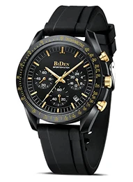 Herren Uhr Chronograph Uhren Herren Chronograph Edelstahl Wasserdicht Analog Quarz Armbanduhr Herren mit Datum Leuchtende Business Casual Uhren fur Männer (A24- Schwarz Gold)