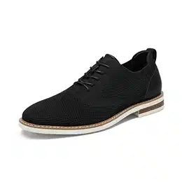 Herren Anzugschuhe Atmungsaktiv Gestrickter Stoff Derby Sommer Schnürschuhe Formale Moderne Klassische,Size 41,Schwarz,SBOX2320M-E