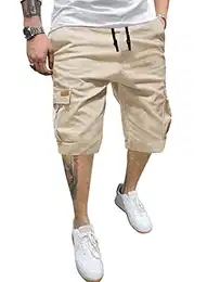 Cargo Shorts Herren Baumwolle Chino Shorts Herren Klassische Stretch Shorts Herren Sommer Mit Sechs Taschen Aprikose