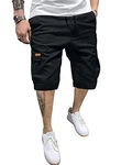 AlvaQ Cargo Shorts Herren Chino Stretch Sechs Taschen Schwarz