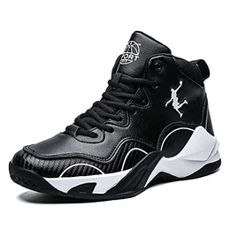 Herren Basketball Schuhe High Top Licht Dämpfung Anti Skid Atmungsaktive Outdoor Frau Kinder Sportschuhe Sneakers 9919 Schwarz 43EU