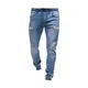 XiAOHESHop Jeansfür Male Modischee Jeanshosen Gehen Zip Schlankmacher Pant Male Zerissene Straight Grosse Groessen Einfarbig Mit Gummizug Denim Summer