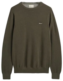 Herren Cotton Pique C-neck Pullover, Juniper Green, M EU