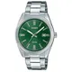 Casio Unisex Quartz Armbanduhr, 39.00mm GehäusegröÃŸe mit grün analog Zifferblatt und Silber Metallarmband Armband MTP-1302PD-3AVEF