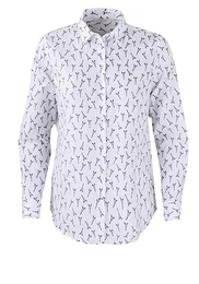 Modern Fit Bluse Langarm Hemdkragen Muster blau Größe 40
