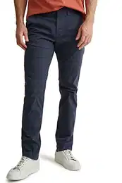 Herren Chino Stretch Baumwolle Hosen Unifarben dunkelblau W30 L32