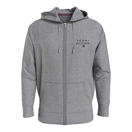 Herren Hoodie mit Reißverschluss Zipper, Grau (Medium Grey Heather), M