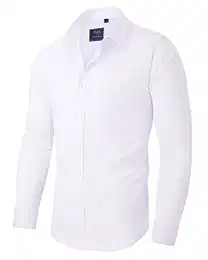 Hemd Herren Bügelfrei Weißes Herren Hemden Langarm Weiss Stretch Anzug Hemd Weiß Regular fit Herrenhemd Baumwolle Freizeithemd Weisses Businesshemd für Männer Arbeit, Büro, Hochzeit, Party