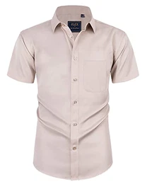 HemdenKurzarm Beige Freizeithemd Businesshemd Sommer Herren Kurzarm mit Tasche Regular fit Männer Hemd Herren Kurzarm Bügelleichte Oberteile.Mittel