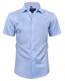 Herren Kleid Hemden Solid Blau Langarm Stretch Faltenfreie Formale Hemd Business Casual Button Down Hemden,3XL