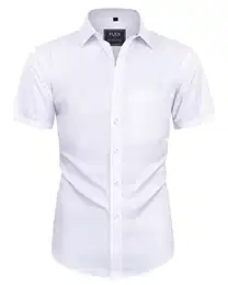 Herren Kurzarm Hemden weiß Casual Regular Fit Bügelfrei Business Hemd Faltenfrei Formales Hemd mit Tasche.Mittel