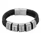 Heideman Armband Herren aus Leder schwarz matt - Lederarmband Elian mit silberfarbenen Gravurplättchen für Männer - Personalisiertes Geschenk
