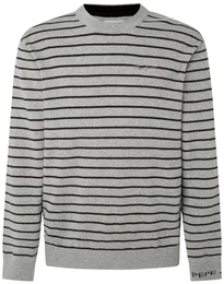 Herren Andre Stripes Pullover Sweater, Grey (Grey Marl), L