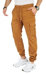 Cargohose Herren Cargohose aus Baumwolle Outdoorhose männer verwaschen Cargohose Chino Hose Sporthose Freizeithose Jogging treckking Casual Hose 6 Taschen 8001 (Camel, 32)