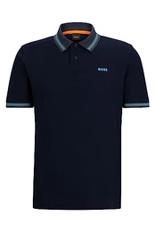 Herren PeGlitchKnit Poloshirt aus Baumwoll-Piqué mit Logo-Print Dunkelblau M