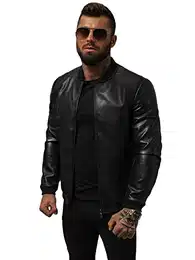 Herren Lederjacke Kunstlederjacke Kunstleder Farbvarianten Jacke Bikerjacke Übergangsjacke Herrenjacke Leder Echtlederjacke Echtleder Wildleder Biker JS/11Z8015Z SCHWARZ XXL