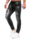 BOLF Herren Jeans Jogger Cargohose Denim Style Sweathose Jogg Used Look Jeanspants Destroyed Freizeit Casual Style Slim Fit Narrow Leg MP0052-2N Schwarz M [6F6]