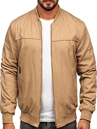 Herren Übergangsjacke Steppjacke Bomberjacke Reißverschluss Daunen-Optik Stehkragen Freizeitjacke Sportjacke Moderne Outdoor Casual Elegant 84M3005 Camel M [4D4]