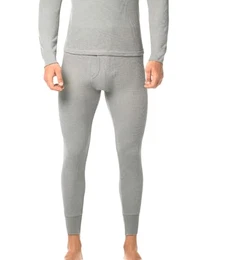 Herren Thermo Unterhose Lang weicher Innenfleece warmes Winter Unterwäsche Skiunterwäsche Baumwolle (Grau, M)