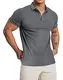 Muscle Cmdr Poloshirt Herren Kurzarm Baumwolle T Shirts Männer Hemd T-Shirt Slim Fit Golf Sports Dunkelgrau/S