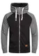 behype. Herren Raglan Sweat-Jacke Sweatshirt weicher Hoodie mit Kapuze & hohem Kragen Kapuzenpullover BH_7673-Schwarz-M