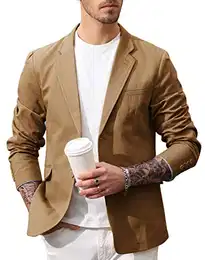 Herren Sportlich Slim Fit Freizeit Blazer Einfarbig Modern Business Blazer Braun, M