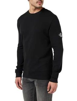 Calvin Klein Jeans Shirt BADGE WAFFLE LS TEE grau/schwarz/weiß Calvin Klein Jeans Shirt BADGE WAFFLE LS TEE grau/schwarz/weiß