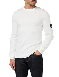 Jeans BADGE WAFFLE LS TEE Langarm Strickoberteile Herren, Weiß (Bright White), M