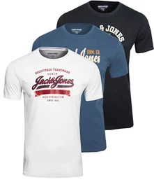 Male T-Shirt 3er-Pack klassisch Logoprint