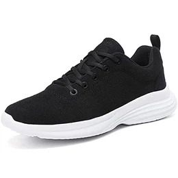 Damen Herren Atmungsaktive Sneaker aus Wool 3D Stretch Laufschuhe Freizeit Turnschuhe Running Schuhe Straßenlaufschuhe Fashion Walkingschuhe Outdoor Fitness Jogging Sportsschuhe(Schwarz/Weiß,41 EU)