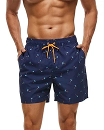Herren Badehose Boardshorts mit Taschen Badeshorts mit Mesh Futter Sommer Kokosnussbaum XXL
