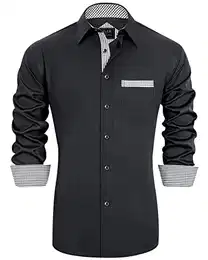 J.VER Herren Hemd Regular Fit Langarm Herrenhemden Freizeithemd Regular Businesshemd elastiscer Musterhemd