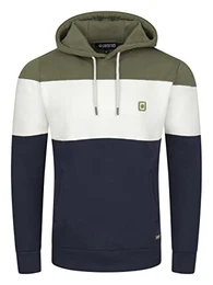 Herren Kapuzenpullover RIVRemo Hoodie Sweatshirt Pullover Kapuze Kängurutaschen Regular Fit Farbblock Baumwolle XL, Größe:XL, Farbe:Ivy Olive-White-Navy