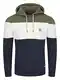 riverso Herren Kapuzenpullover RIVRemo Hoodie Sweatshirt Pullover Kapuze Kängurutaschen Regular Fit Farbblock Baumwolle XL, Größe:XL, Farbe:Ivy Olive-White-Navy