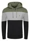 riverso Herren Kapuzenpullover RIVRemo Hoodie Sweatshirt Pullover Kapuze Kängurutaschen Regular Fit Farbblock Baumwolle M, Größe:M, Farbe:Ivy Olive-Dawn Grey-Black