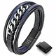 armband herren lederarmband herren leder armband für männer herren armband(shwarz,blau22cm)