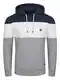 riverso Herren Kapuzenpullover RIVRemo Hoodie Sweatshirt Pullover Kapuze Kängurutaschen Regular Fit Farbblock Baumwolle M, Größe:M, Farbe:Navy-White-Dawn Grey