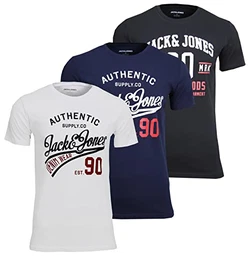 Herren JJethan Tee SS Crew Neck T-Shirt, 3er Black, M