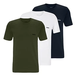 Herren Classic T-Shirts Kurzarm Shirts Pure Cotton Crew-Neck 3er Pack, Farbe:Mehrfarbig, Artikel:-975 Navy/Oliv/White, Größe:M