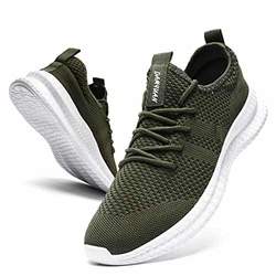 FUJEAK Herren Walkingschuhe Turnschuhe Fitnessstudio Sportschuhe Sneaker Running Tennis Schuhe Freizeit Straßenlaufschuhe Fashion Leichtgewichts Atmungsaktiv Schlüpfen Schuhe Grün